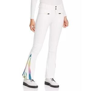 Perfect Moment White Rainbow Chevron Flare Leg Nylon Waterproof Ski Pants Size L